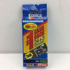 Vintage Konica 35mm Disposable Camera Color Film ISO400 27EXP Film In Flash